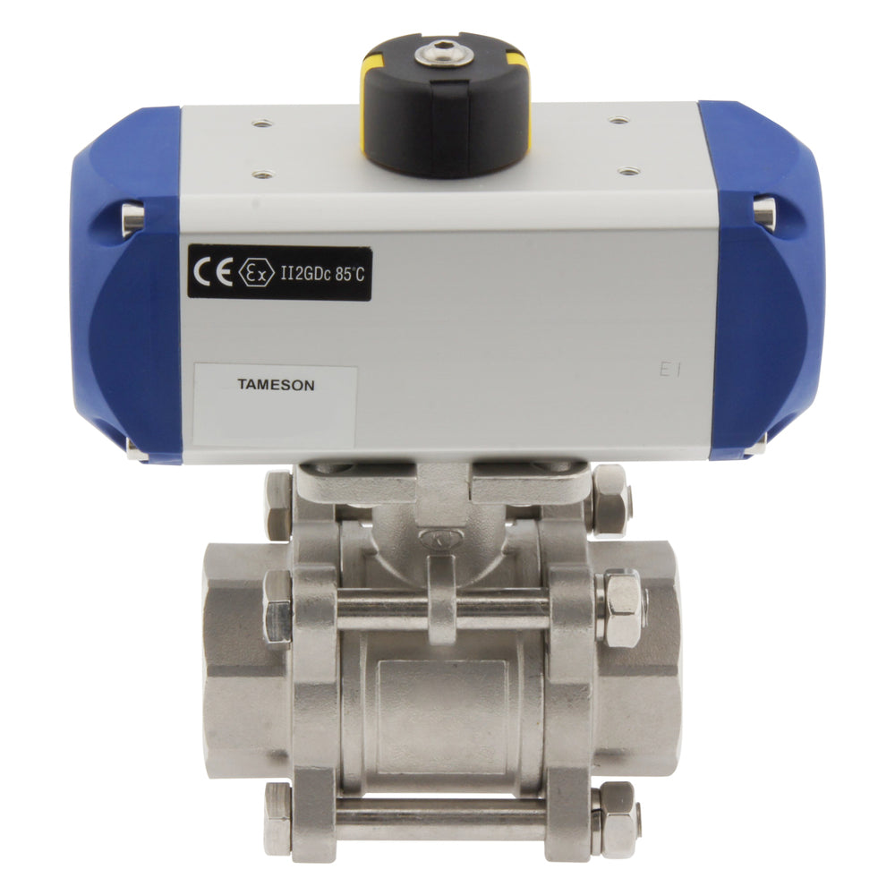 Valve à bille pneumatique G1'' 2 voies en acier inoxydable ouverte par ressort - BL2SA3