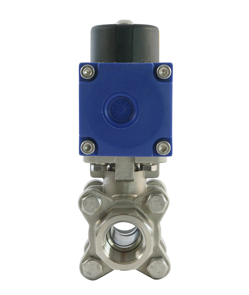 Valve à bille pneumatique G1/2'' 2 voies en acier inoxydable ouverte par ressort - BL2SA3