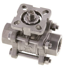 Vanne à boisseau spherique G1/2'' à 2 voies en acier inoxydable, 3 pièces à passage integral, ISO-Top - BL2SA3