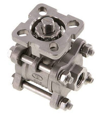 Vanne à boisseau spherique G1/4'' à 2 voies en acier inoxydable, 3 pièces à passage integral, ISO-Top - BL2SA3