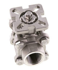 Vanne à boisseau spherique G3/4'' à 2 voies en acier inoxydable, 3 pièces à passage integral ISO-Top - BL2SA3