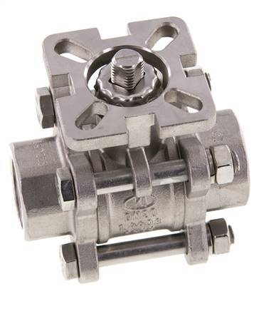 Vanne à boisseau spherique G3/4'' à 2 voies en acier inoxydable, 3 pièces à passage integral ISO-Top - BL2SA3