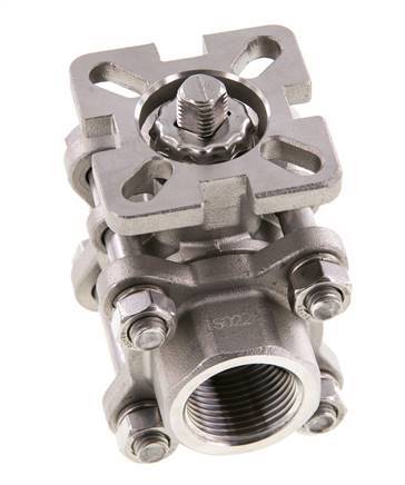 Vanne à boisseau spherique G3/4'' à 2 voies en acier inoxydable, 3 pièces à passage integral ISO-Top - BL2SA3