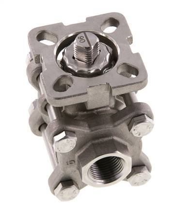 Vanne à bille en acier inoxydable à 2 voies G3/8'', 3 pièces à passage integral ISO-Top - BL2SA3