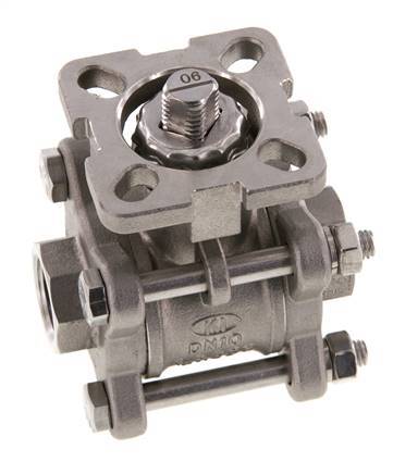 Vanne à bille en acier inoxydable à 2 voies G3/8'', 3 pièces à passage integral ISO-Top - BL2SA3