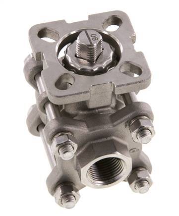 Vanne à bille en acier inoxydable à 2 voies G3/8'', 3 pièces à passage integral ISO-Top - BL2SA3