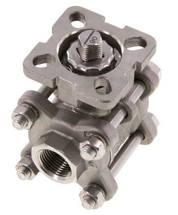 Vanne à bille en acier inoxydable à 2 voies G3/8'', 3 pièces à passage integral ISO-Top - BL2SA3