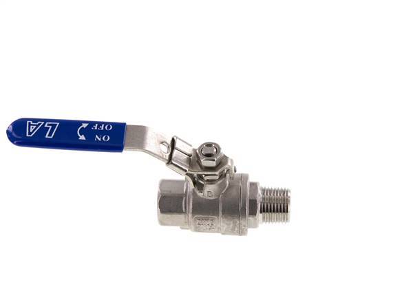 Robinet à boisseau sphérique à 2 voies en acier inoxydable, mâle à femelle R/Rp 1/2 pouce PN 63