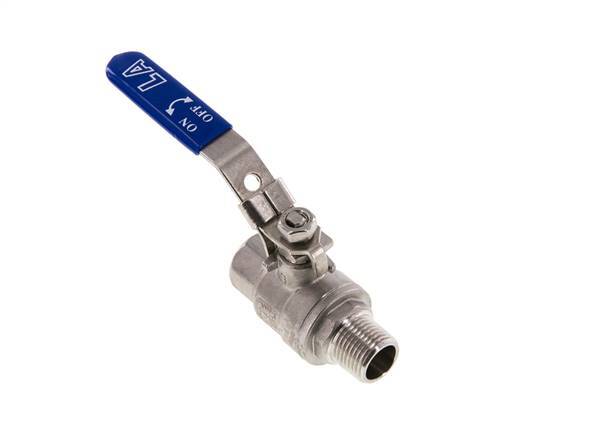 Robinet à boisseau sphérique à 2 voies en acier inoxydable, mâle à femelle R/Rp 1/2 pouce PN 63