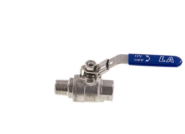 Robinet à boisseau sphérique à 2 voies en acier inoxydable, mâle à femelle R/Rp 1/2 pouce PN 63