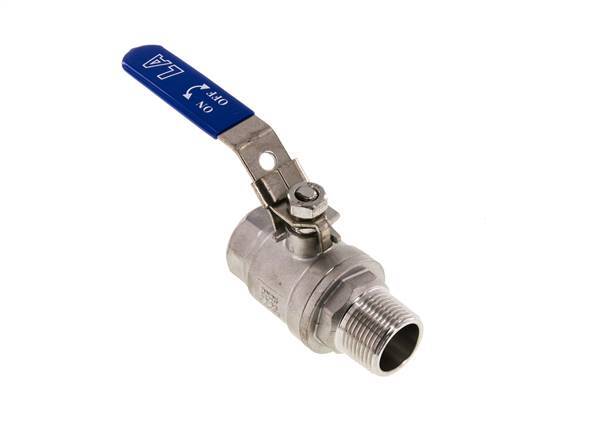 Robinet à boisseau sphérique à 2 voies en acier inoxydable, mâle à femelle R/Rp 1 pouce PN 63