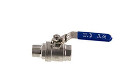 Robinet à boisseau sphérique à 2 voies en acier inoxydable, mâle à femelle R/Rp 1 pouce PN 63