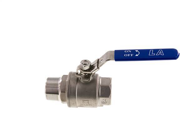 Robinet à boisseau sphérique à 2 voies en acier inoxydable, de mâle à femelle R/Rp 1-1/2 pouce PN 63