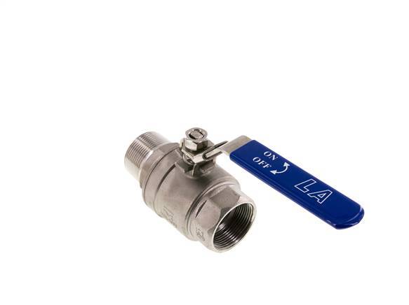 Robinet à boisseau sphérique à 2 voies en acier inoxydable, de mâle à femelle R/Rp 1-1/2 pouce PN 63