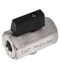 Mini vanne à bille G 1/4 pouce 2 voies en acier inoxydable 25 Bar