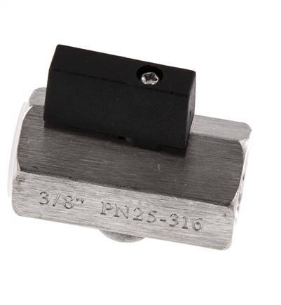 Mini vanne à boisseau sphérique G 3/8 pouce à 2 voies en acier inoxydable 25 Bar