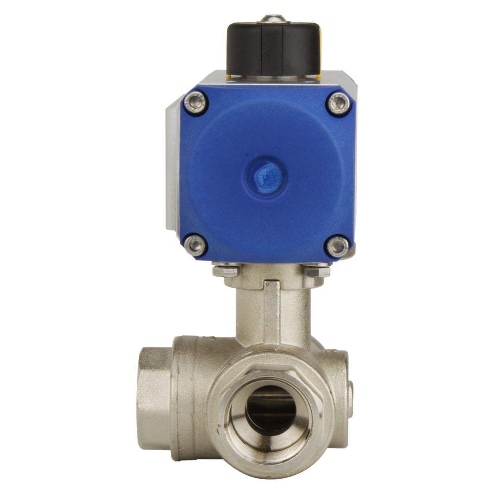 G1-1/2'' 3-Way T-port Brass Pneumatic Ball Valve Double Acting - BL3BA