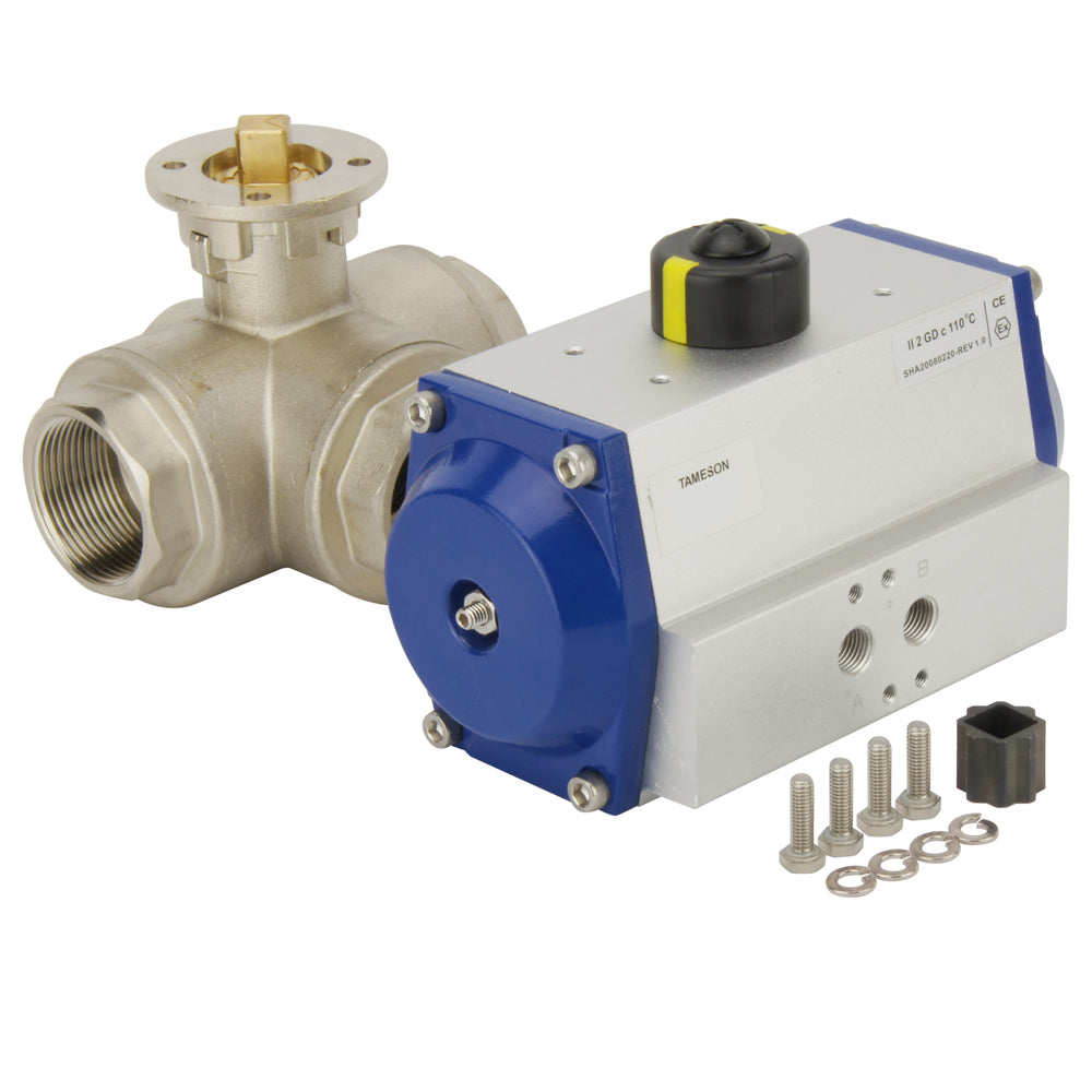 G2'' Vanne À Boule Pneumatique À 3 Voies En Laiton Double Effet - BL3BA