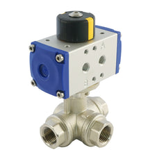 G1/2'' Vanne À Boule Pneumatique À 3 Voies En Laiton T-port Ressort Ouvert - BL3BA