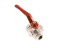G3/4'' 3-way L-port Ball Valve Brass PTFE/NBR 50 bar - BL3BM