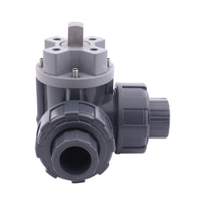Vanne a bille PVC 3 voies G1/2'' perçage en L ISO-top F03 10 bar PTFE/EPDM