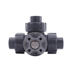 Vanne a bille PVC 3 voies G1/2'' perçage en L ISO-top F03 10 bar PTFE/EPDM