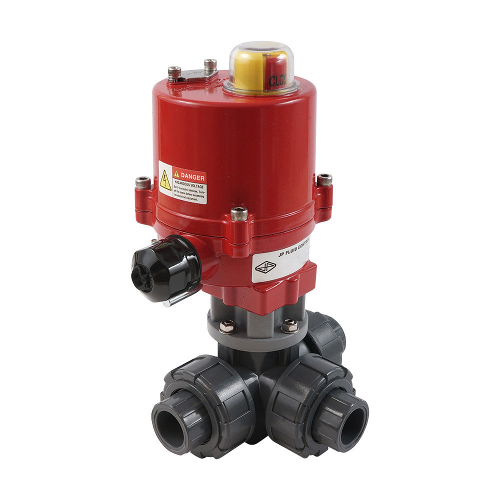 G 1 1/4 inch L-port 3-Way PVC Electric Ball Valve 100-240 V AC PTFE/EPDM