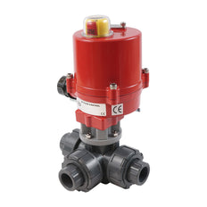 G 1 1/4 inch L-port 3-Way PVC Electric Ball Valve 100-240 V AC PTFE/EPDM