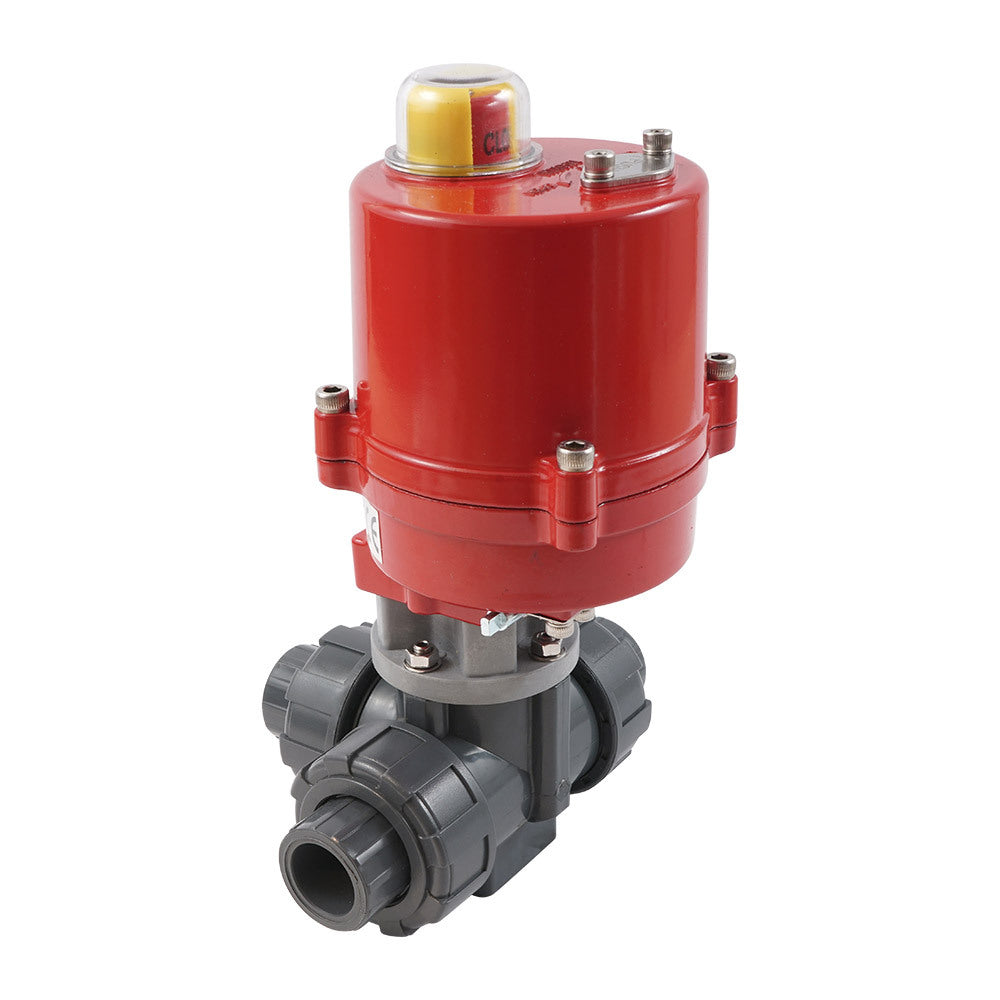 G 1 1/4 inch L-port 3-Way PVC Electric Ball Valve 100-240 V AC PTFE/EPDM