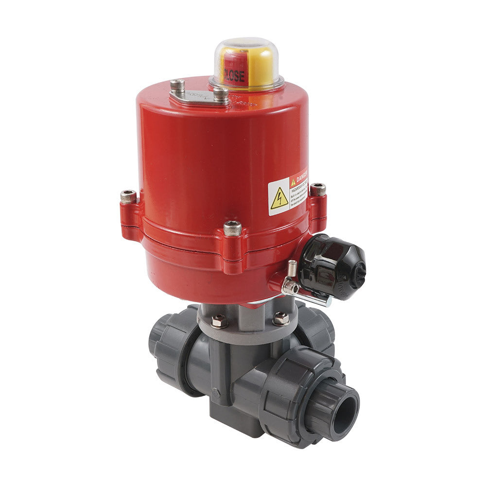 G 2 inch L-port 3-Way PVC Electric Ball Valve 12 V AC/DC PTFE/FKM