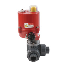 G 1 inch L-port 3-Way PVC Electric Ball Valve 24 V AC/DC PTFE/FKM