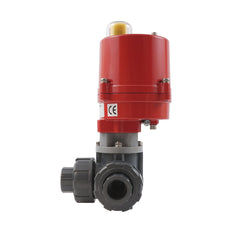 G 1 inch L-port 3-Way PVC Electric Ball Valve 24 V AC/DC PTFE/FKM