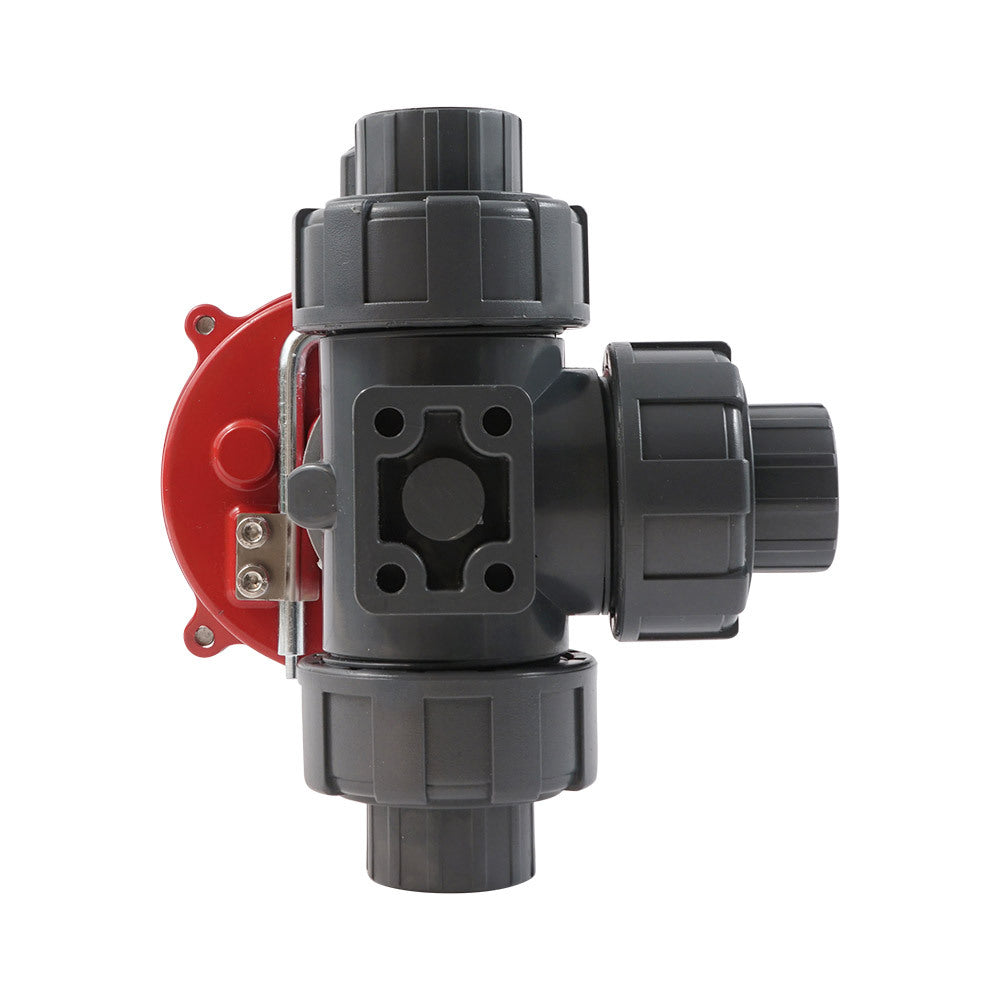 G 1 1/2 inch L-port 3-Way PVC Electric Ball Valve 12 V AC/DC PTFE/EPDM