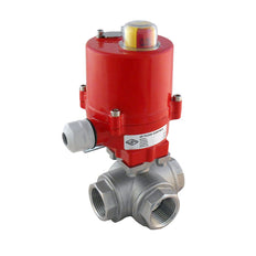 Vanne à boisseau spherique electrique à 3 voies en acier inoxydable à port en L G3/8'' 12V DC - BL3SA