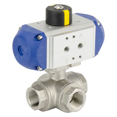 G1/4'' Vanne À Boule Pneumatique En Acier Inoxydable À 3 Voies T-Port Ressort Ouvert - BL3SA