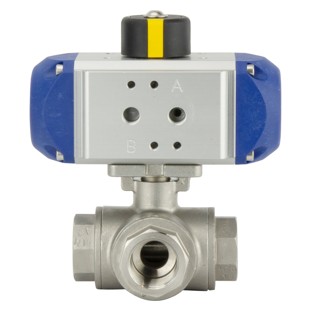 G1/4'' Vanne À Boule Pneumatique En Acier Inoxydable À 3 Voies En L - BL3SA