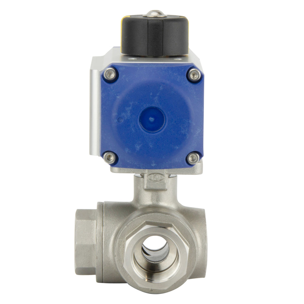 G1/4'' Vanne À Boule Pneumatique En Acier Inoxydable À 3 Voies En L - BL3SA