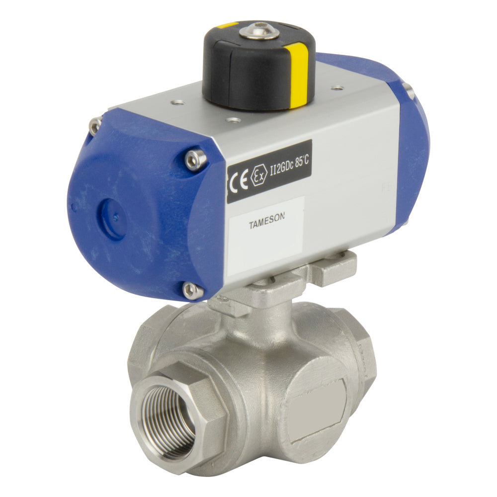 G1/4'' Vanne À Boule Pneumatique En Acier Inoxydable À 3 Voies En L - BL3SA