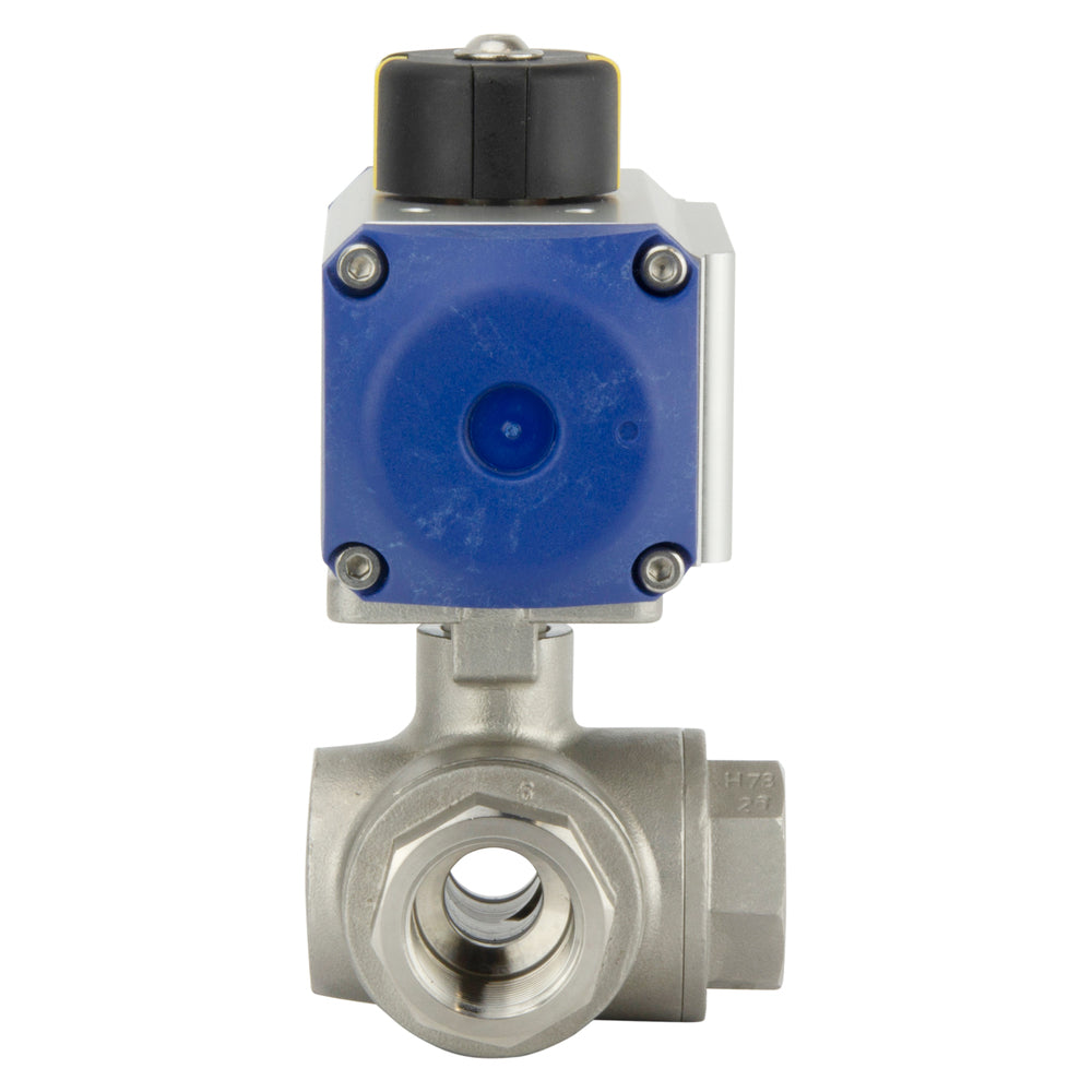 G1/4'' Vanne À Boule Pneumatique En Acier Inoxydable À 3 Voies En L - BL3SA