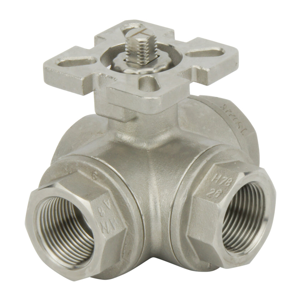 G3/8'' Vanne À Boule Pneumatique En Acier Inoxydable À 3 Voies T-port Ressort Ouvert - BL3SA