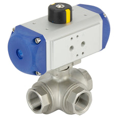 G1-1/4'' Vanne À Boule Pneumatique En Acier Inoxydable À 3 Voies T-port Ressort Ouvert - BL3SA