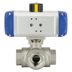 G1-1/4'' 3-Way L-port Stainless Steel Pneumatic Ball Valve Double Acting - BL3SA