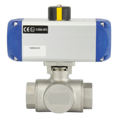 G1-1/4'' Vanne À Boule Pneumatique T-port En Acier Inoxydable À Double Effet - BL3SA