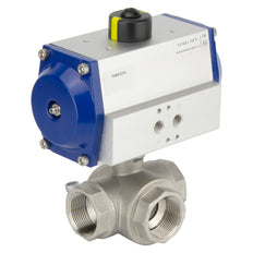 G3'' 3-Way T-port Stainless Steel Pneumatic Ball Valve Spring Closed - BL3SA