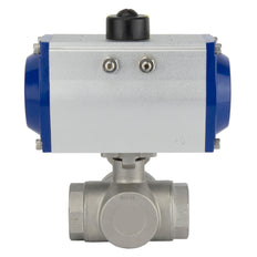 G4'' 3-Way T-port Stainless Steel Pneumatic Ball Valve Spring Open - BL3SA