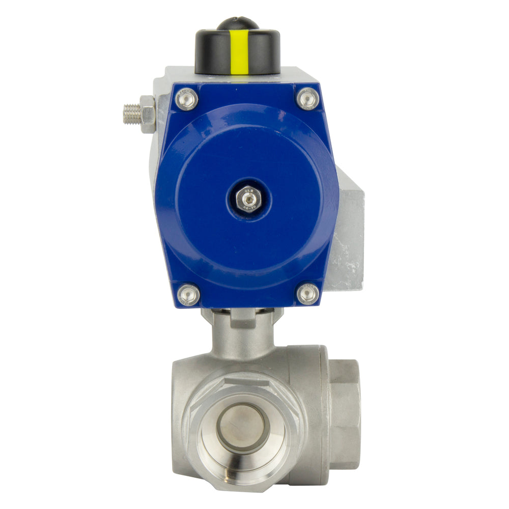 G2-1/2'' 3-Way T-port Stainless Steel Pneumatic Ball Valve Double Acting - BL3SA