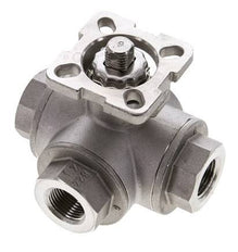 Vanne à boisseau spherique en acier inoxydable à 3 voies, orifice en T G3/8'', ISO-Top 63bar - BL3SA