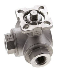 Vanne à boisseau spherique en acier inoxydable à 3 voies, orifice en T G3/8'', ISO-Top 63bar - BL3SA