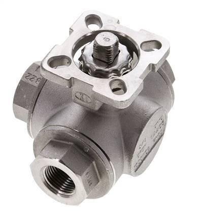 Vanne à boisseau spherique en acier inoxydable à 3 voies, orifice en T G3/8'', ISO-Top 63bar - BL3SA