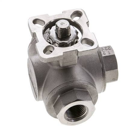 Vanne à boisseau spherique en acier inoxydable à 3 voies, orifice en T G3/8'', ISO-Top 63bar - BL3SA